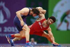 Azerbaijani wrestler Togrul Asgarov in 1/4 finals at Rio 2016 